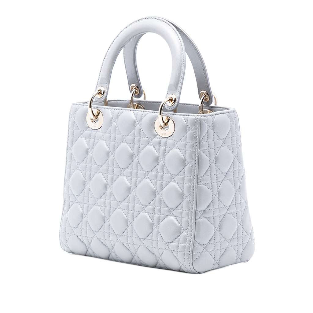 Dior Medium Pearlescent Lambskin Cannage Lady Dior - 2