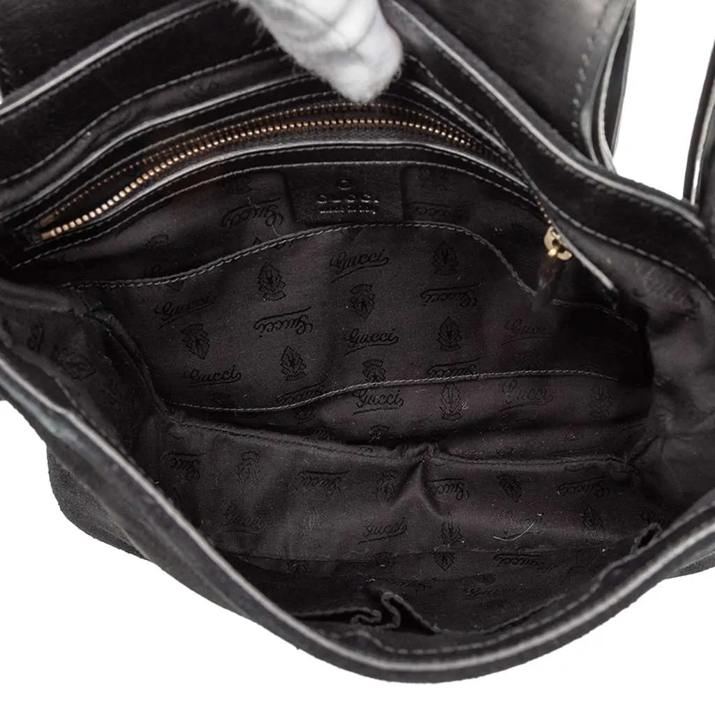 Gucci Suede 1973 Shoulder Bag Black Leather Very good - Model View