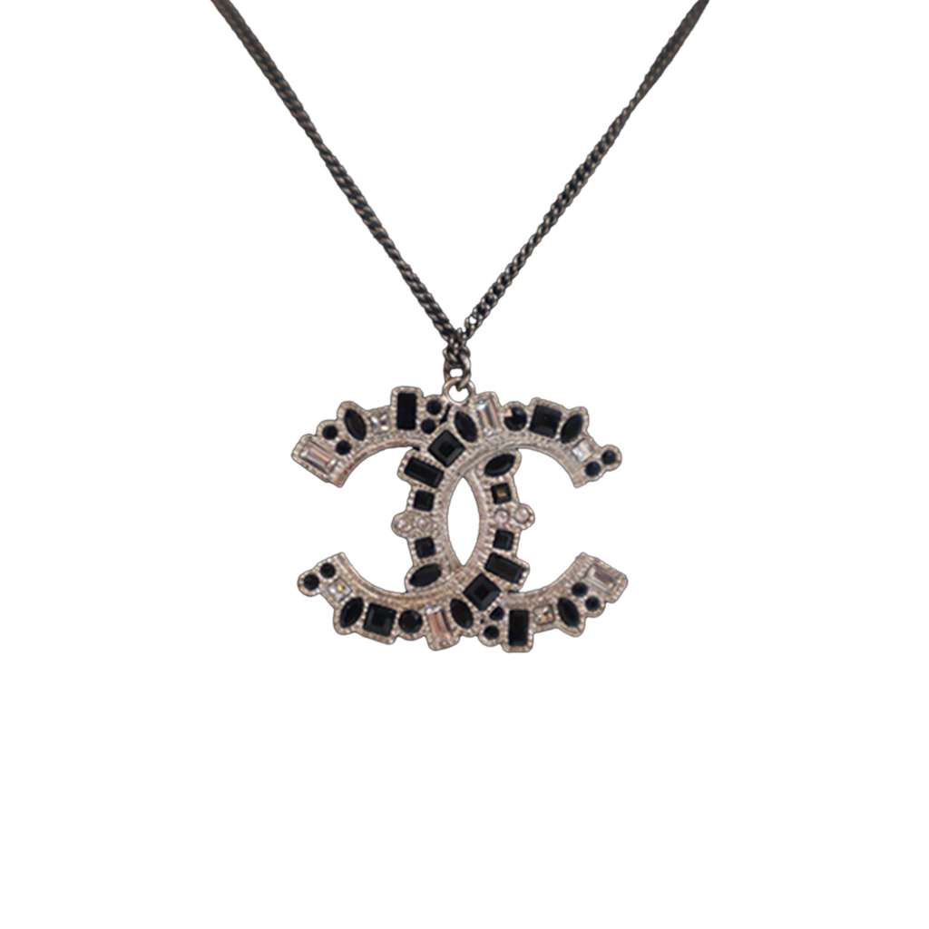 Chanel Ruthenium Plated CC Crystal Pendant Necklace - 2