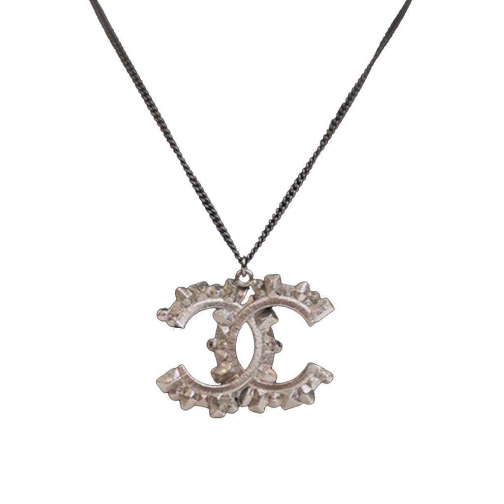 Chanel Ruthenium Plated CC Crystal Pendant Necklace - 3