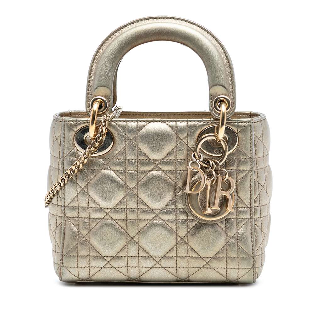 Dior Mini Metallic Lambskin Cannage Lady Dior