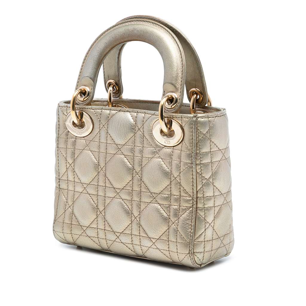 Dior Mini Metallic Lambskin Cannage Lady Dior - 2