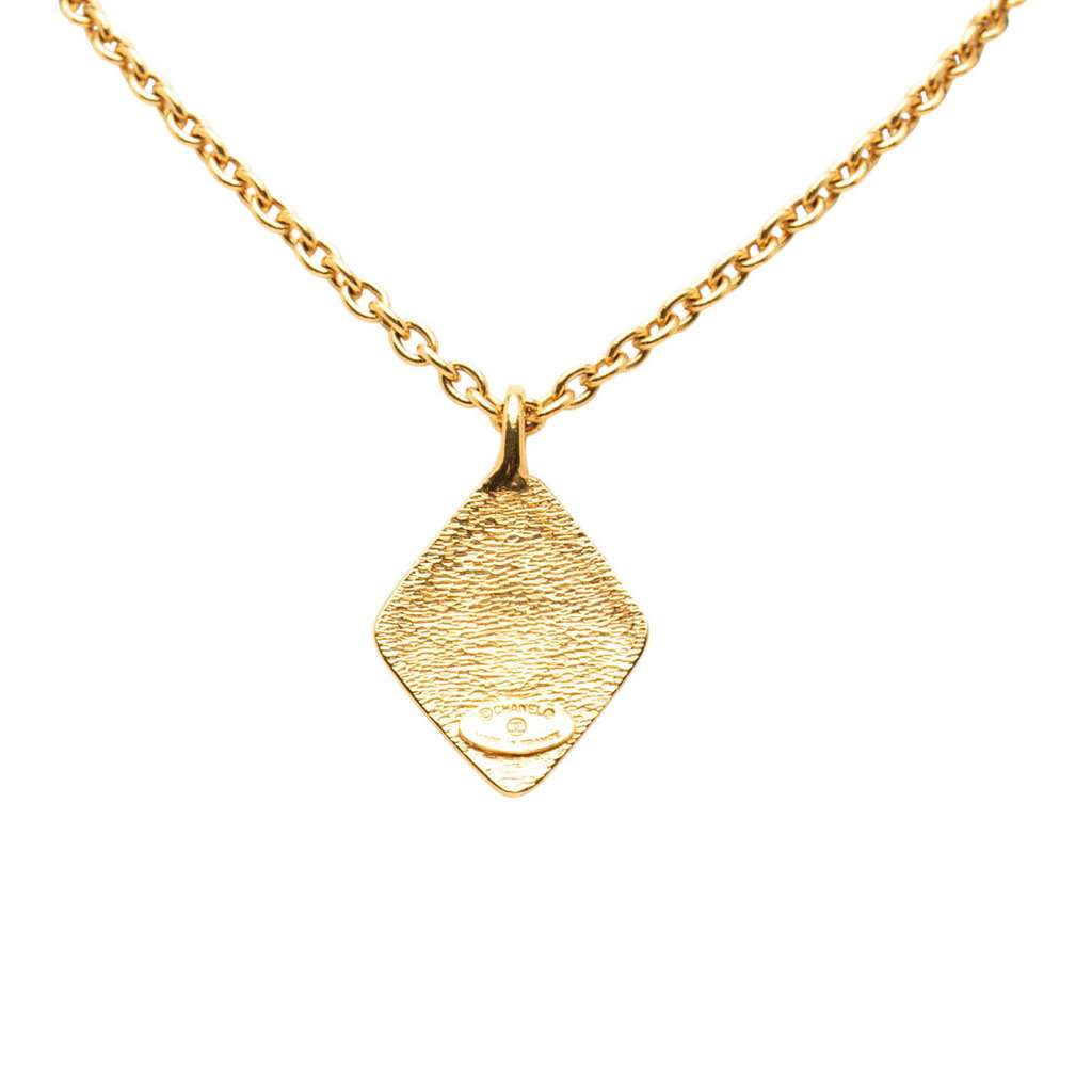 Chanel CC Gold Plated Diamond Shape Pendant Necklace - 2