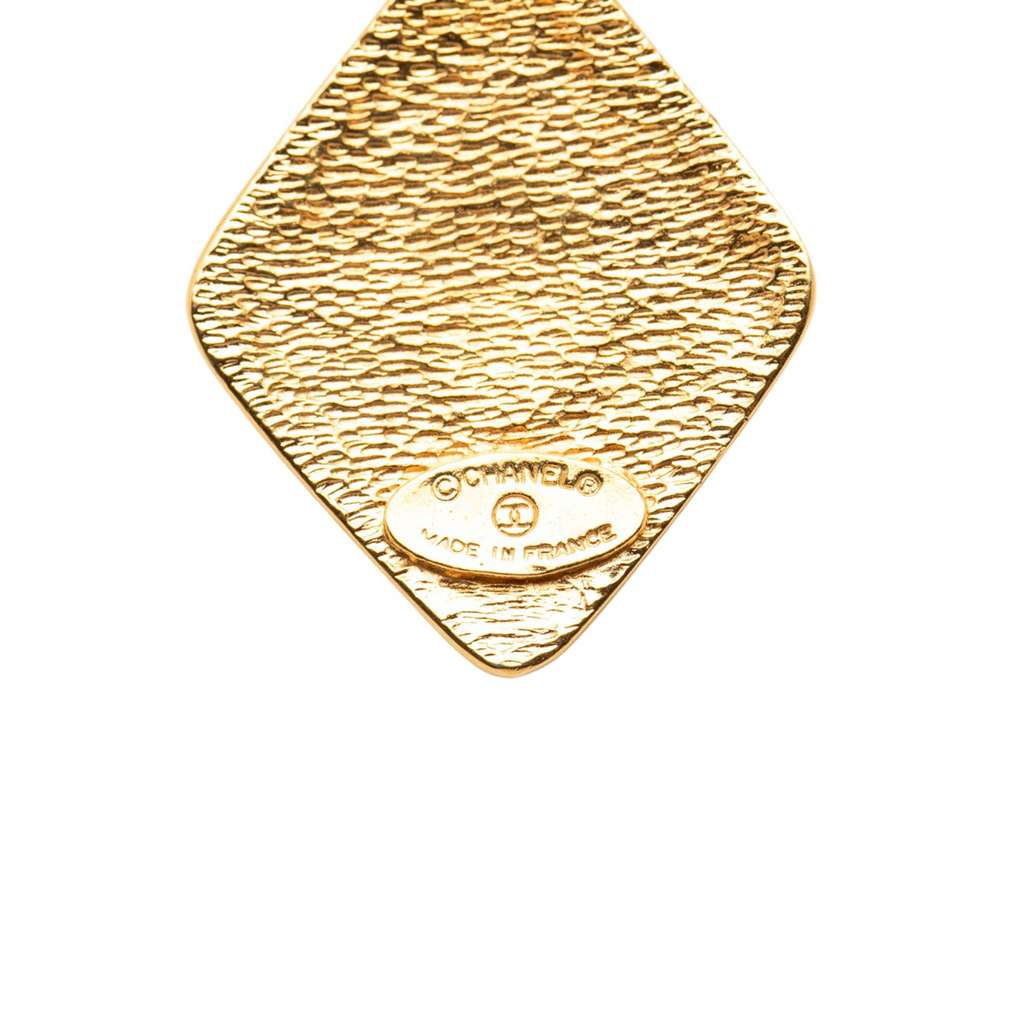 Chanel CC Gold Plated Diamond Shape Pendant Necklace - 3
