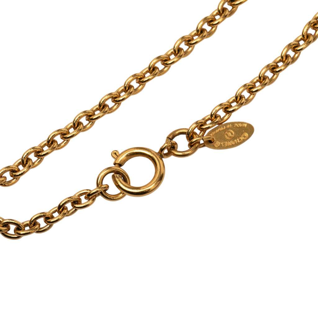 Chanel CC Gold Plated Diamond Shape Pendant Necklace - 4