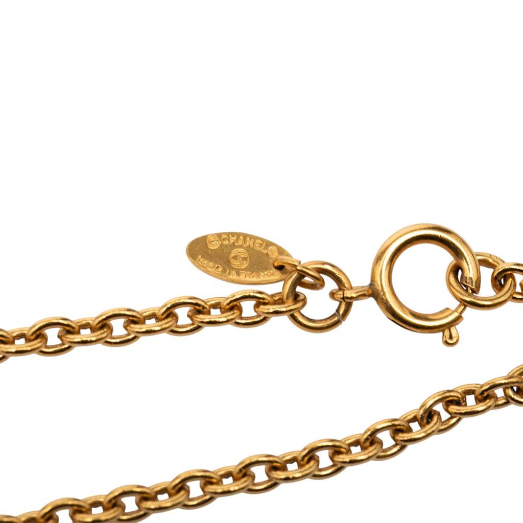 Chanel CC Gold Plated Diamond Shape Pendant Necklace - 5