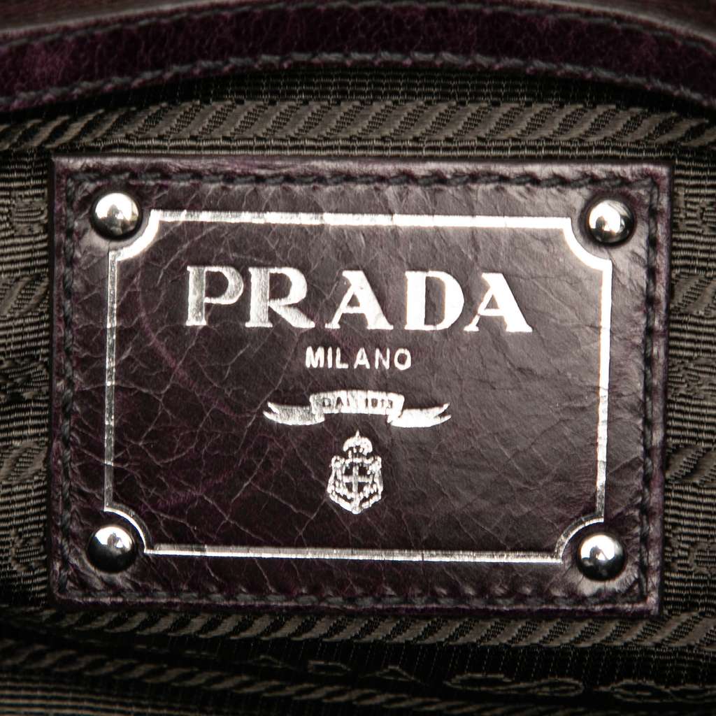 Prada Soft Calf Trimmed Tessuto Zip Top Satchel - 5
