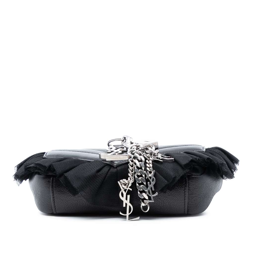 Saint Laurent Baby Goatskin Tulle Chevron Monogram Classic Punk Chain Bag - 3