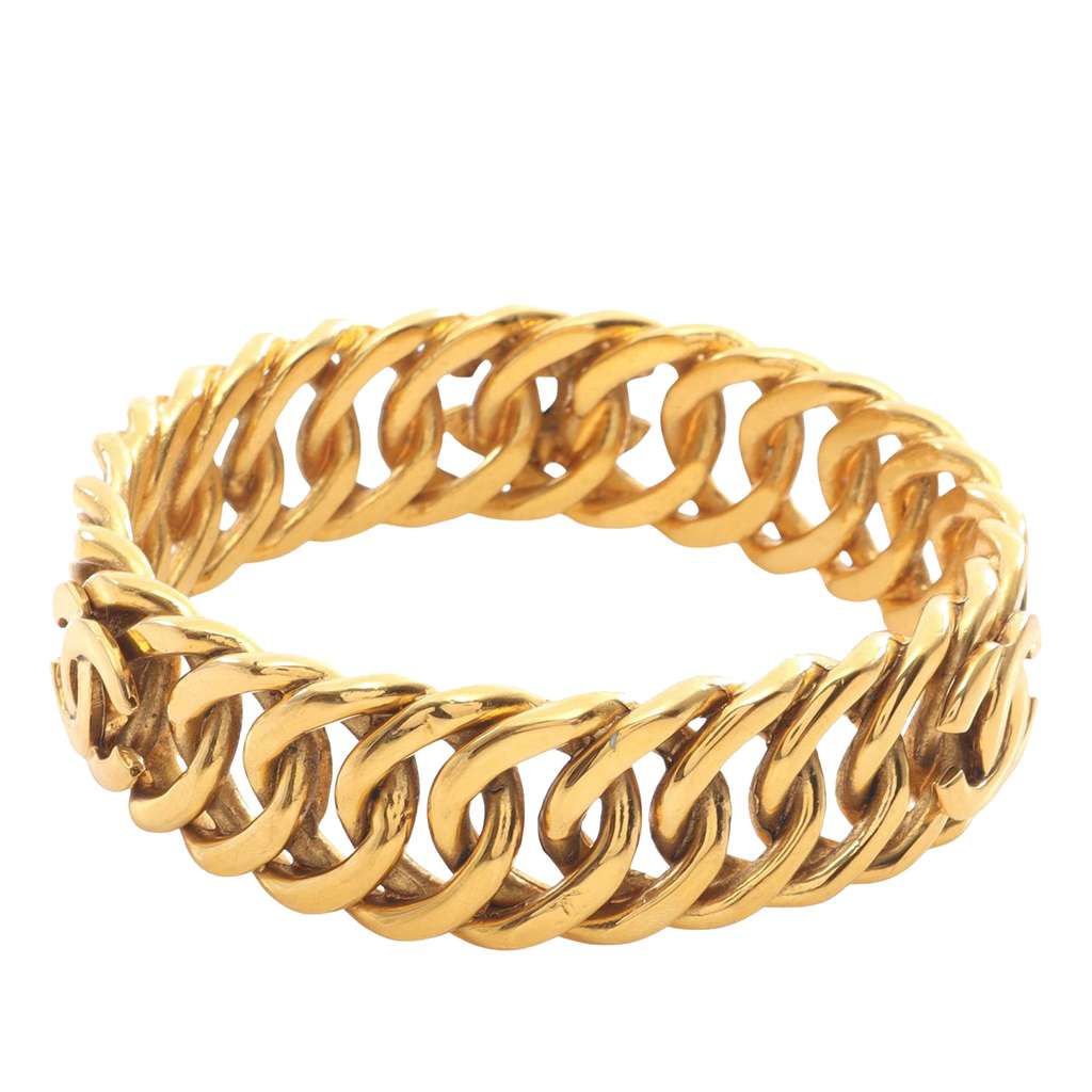Chanel CC Gold Plated Chain Link Bangle Bracelet - 2