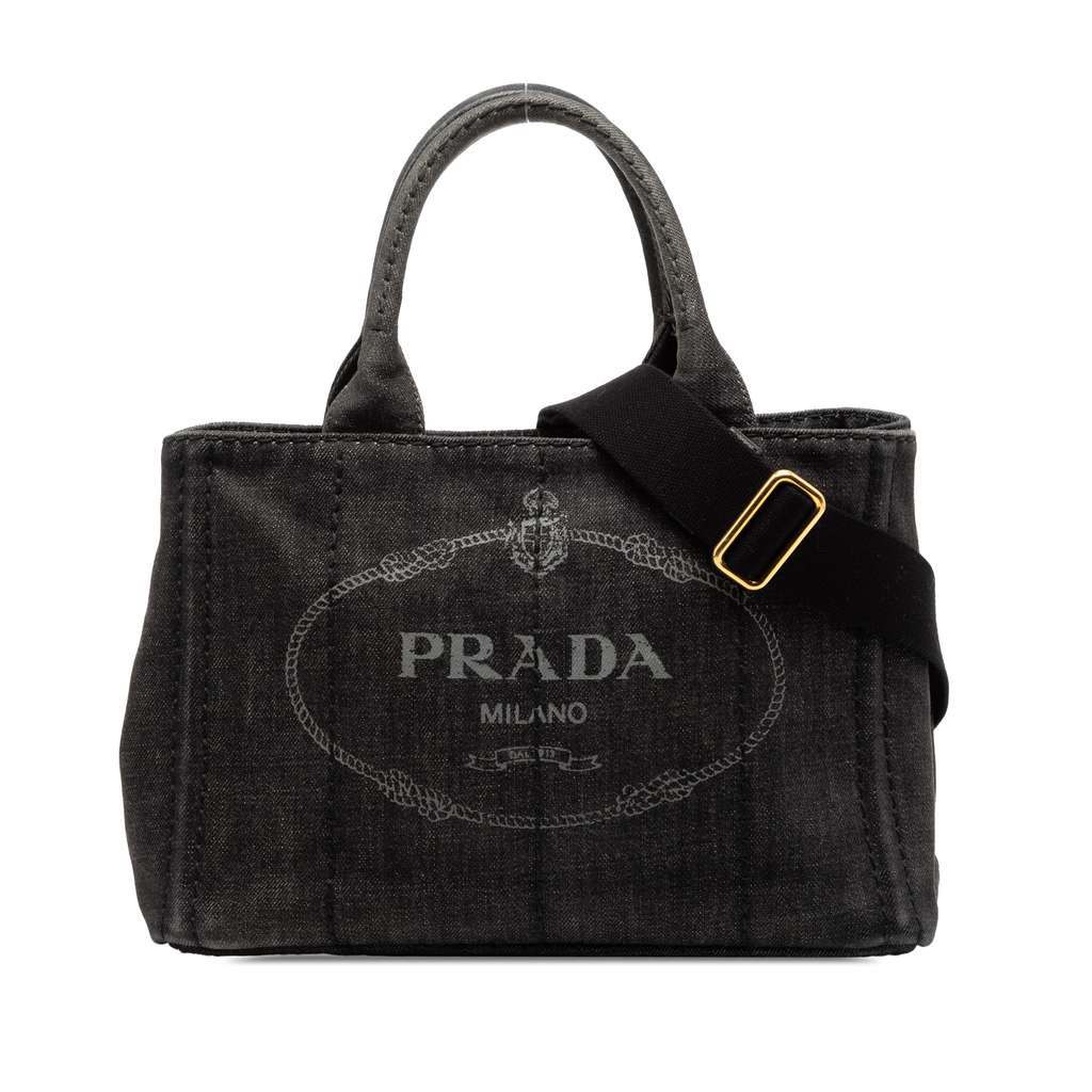 Prada Small Denim Canapa Logo Satchel