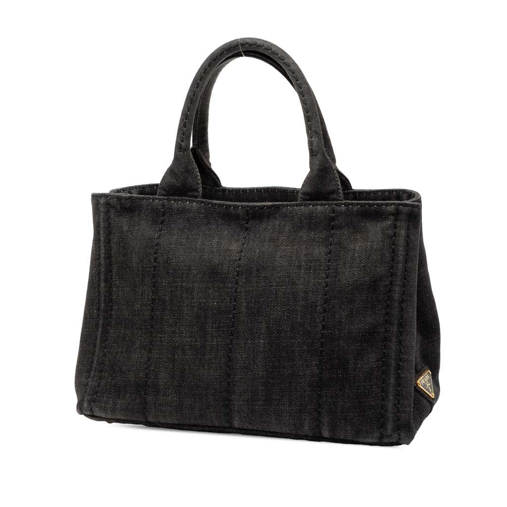 Prada Small Denim Canapa Logo Satchel - 2
