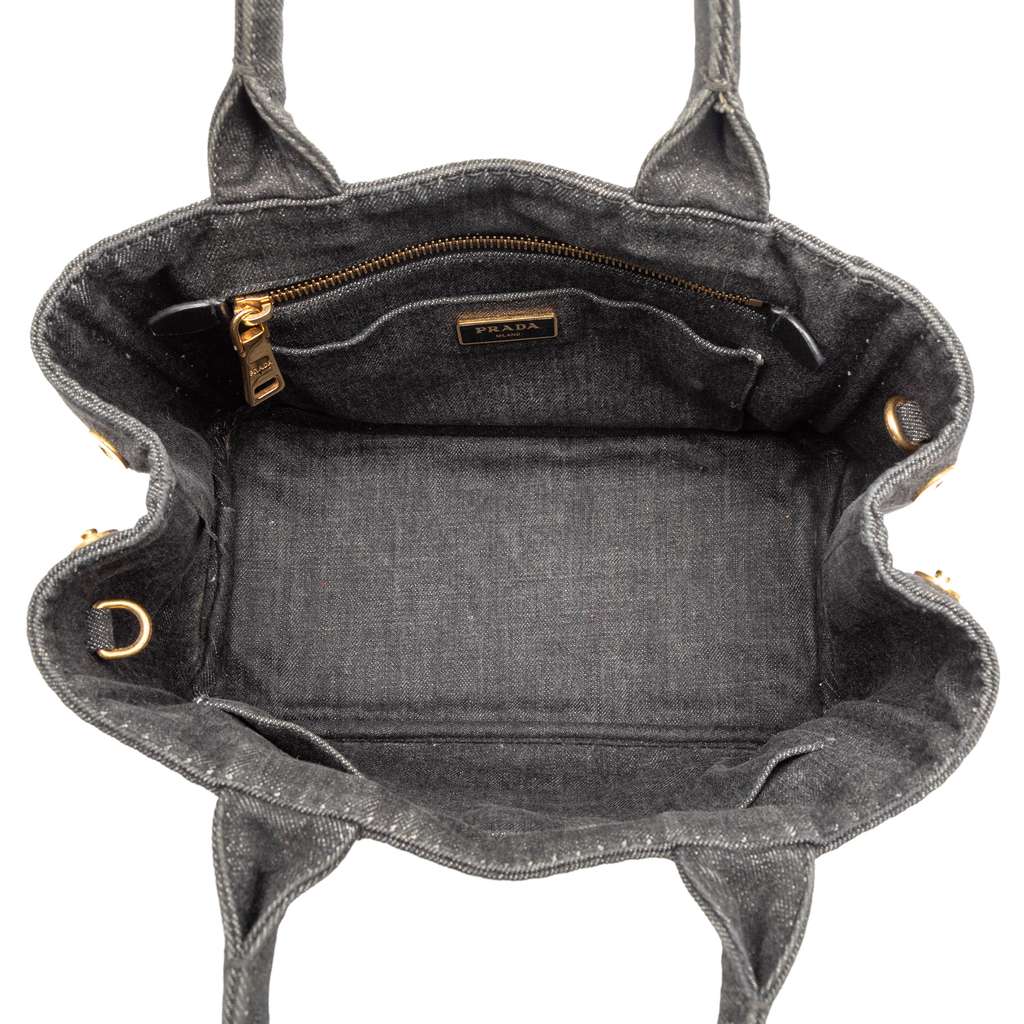 Prada Small Denim Canapa Logo Satchel - 4