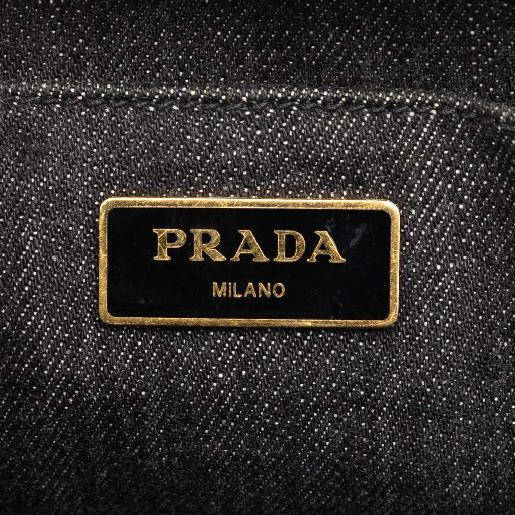 Prada Small Denim Canapa Logo Satchel - 5