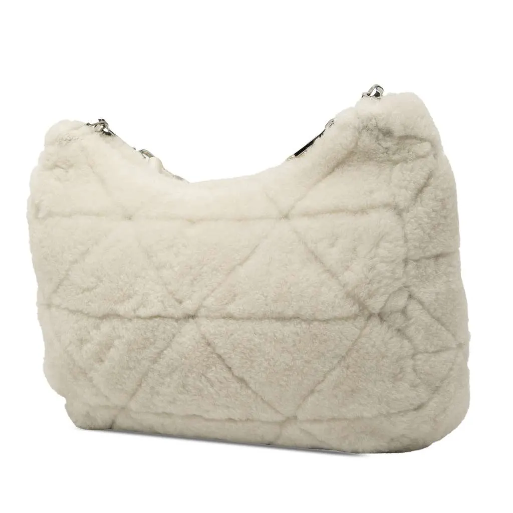 Prada Quilted Shearling Padded Crossbody White Shearling Good - Back View