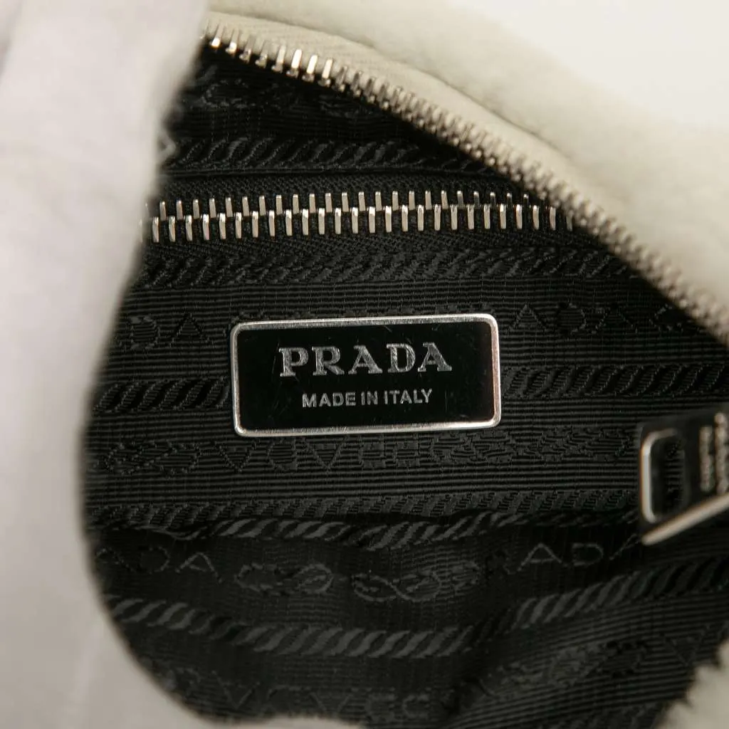 Prada Quilted Shearling Padded Crossbody White Shearling Good - Box View