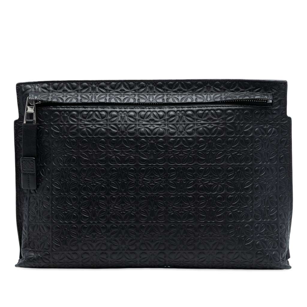 Loewe Embossed Anagram Leather Repeat T Clutch
