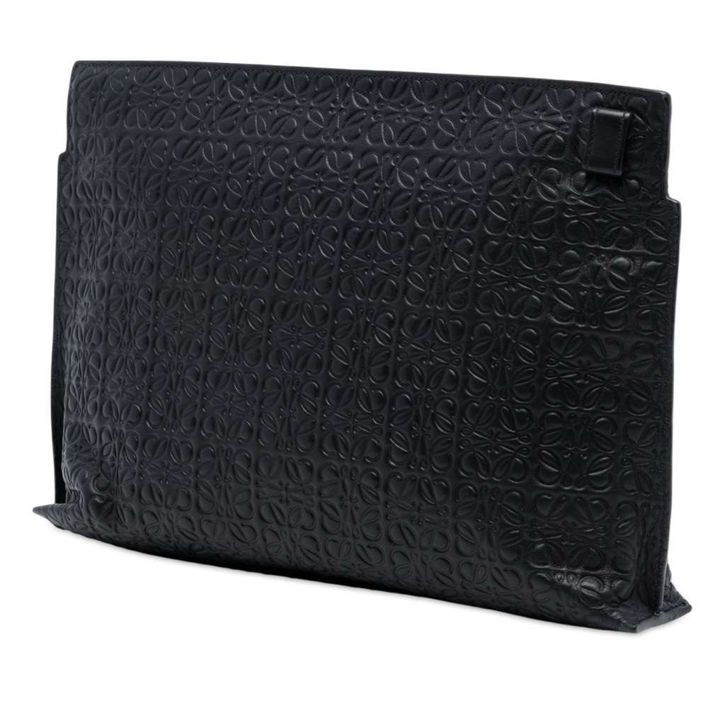 Loewe Embossed Anagram Leather Repeat T Clutch - 2