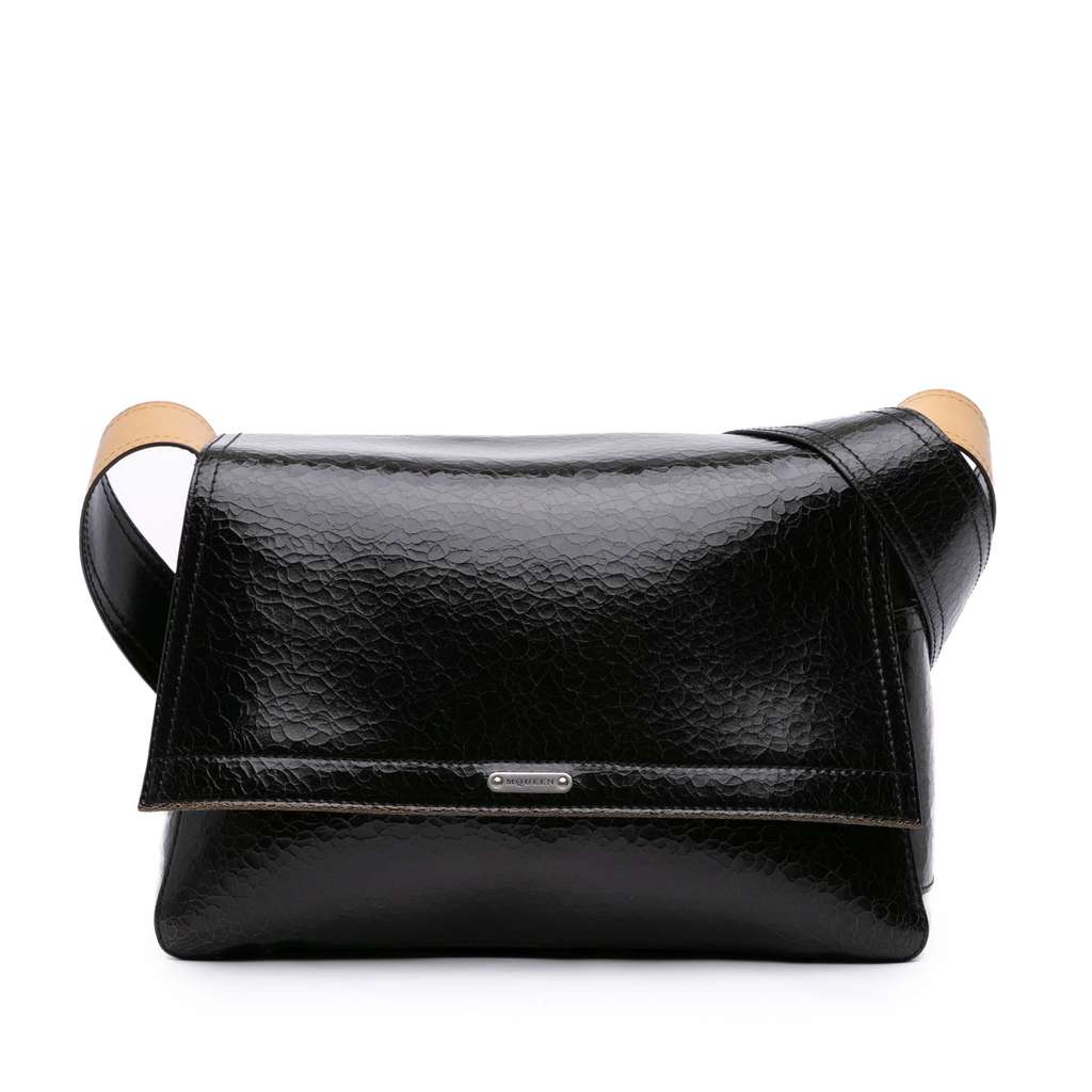 Alexander Mcqueen Crackled Leather Slouch Crossbody