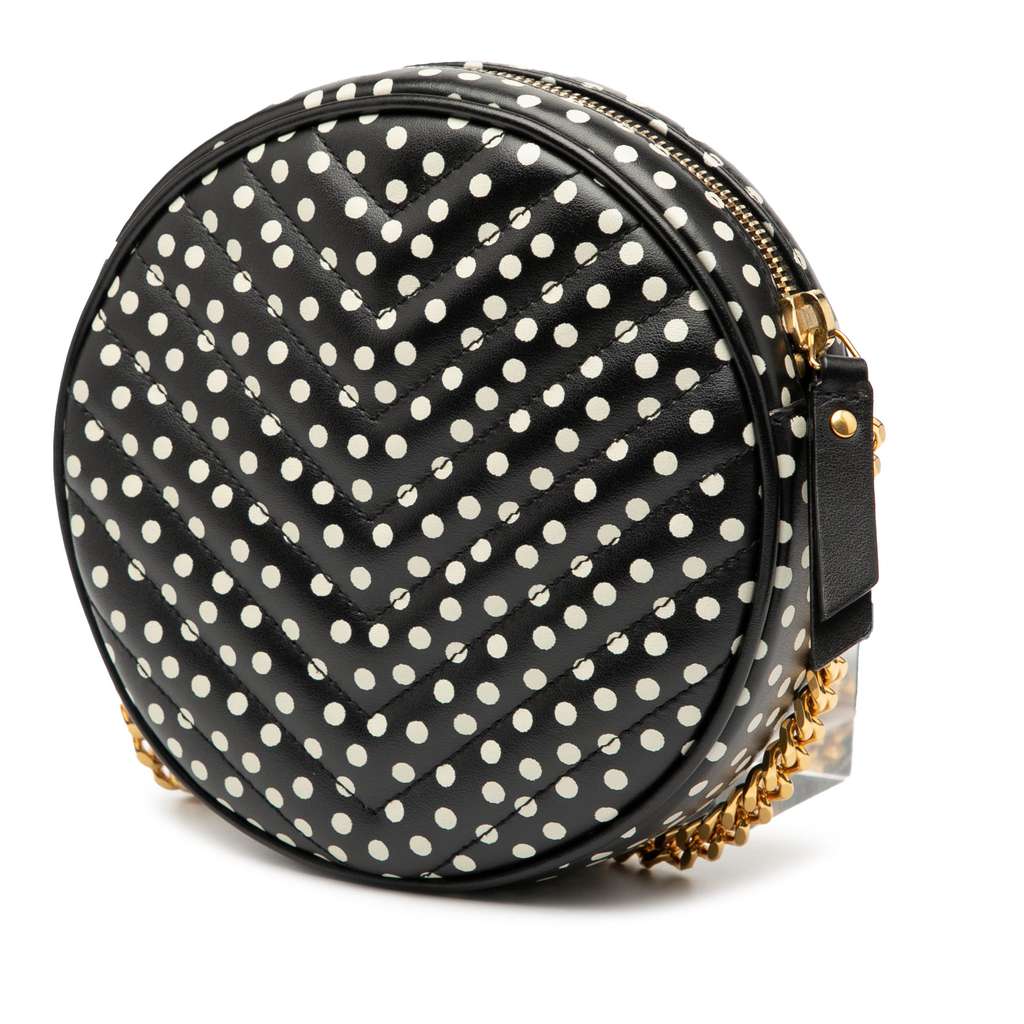 Saint Laurent Chevron Calfskin Round Vinyle Polka Dot Crossbody - 2