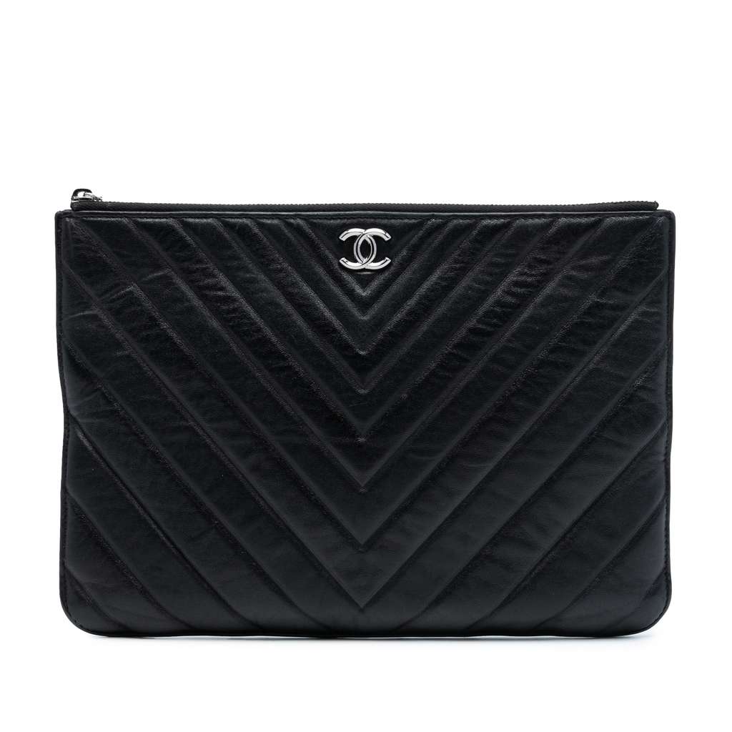Chanel CC Chevron Calfskin Clutch