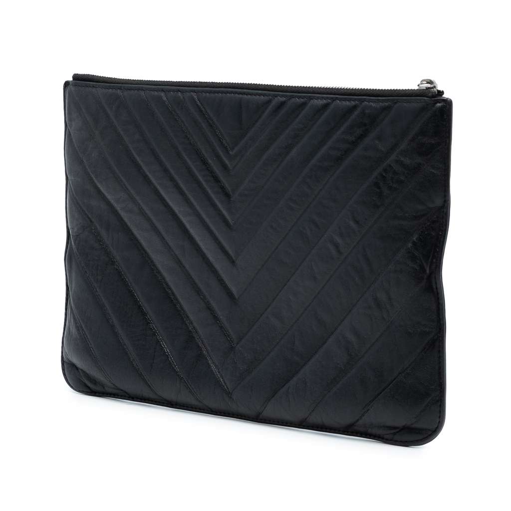 Chanel CC Chevron Calfskin Clutch - 2