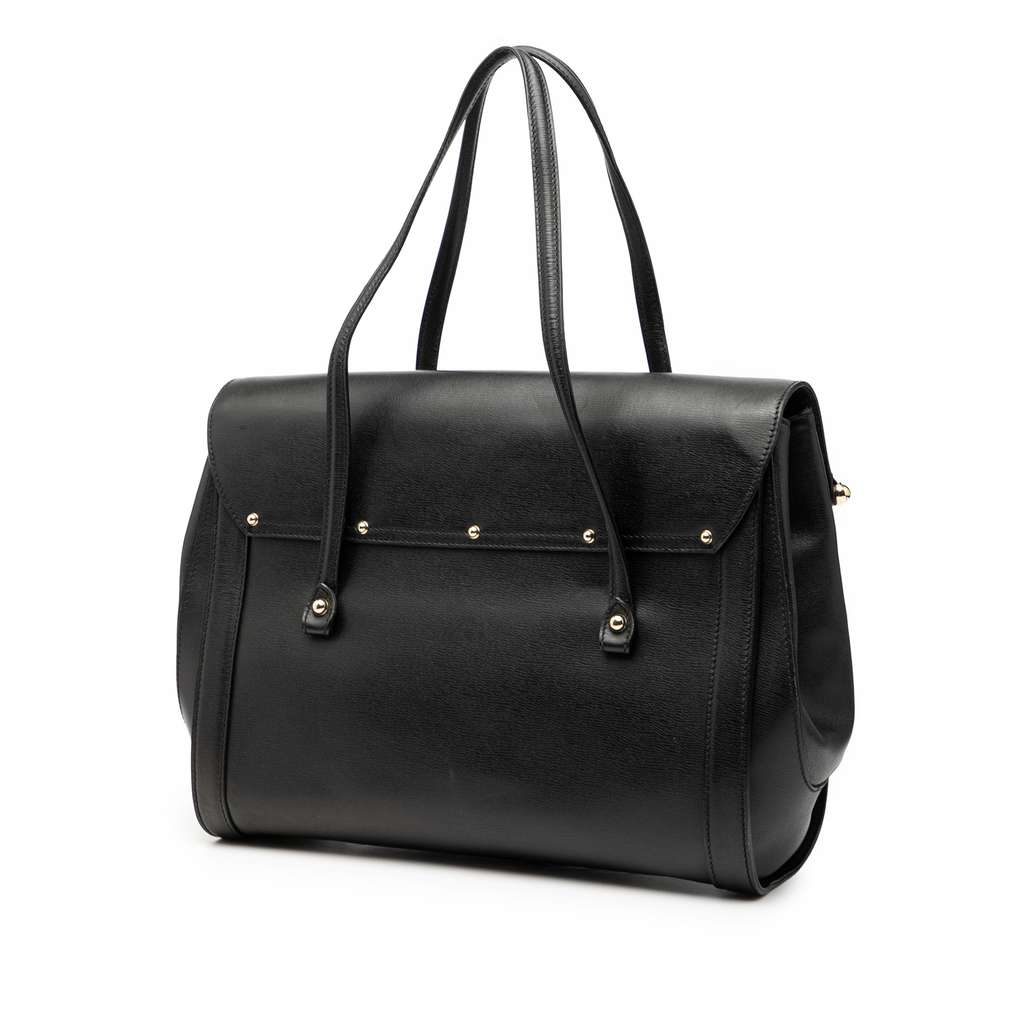 Gucci Large Leather Bamboo Bullet Tote - 2