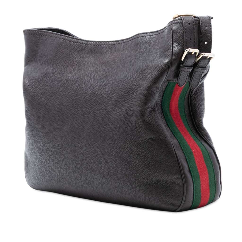 Gucci Medium Pebbled Calfskin Web Heritage Shoulder Bag - 2