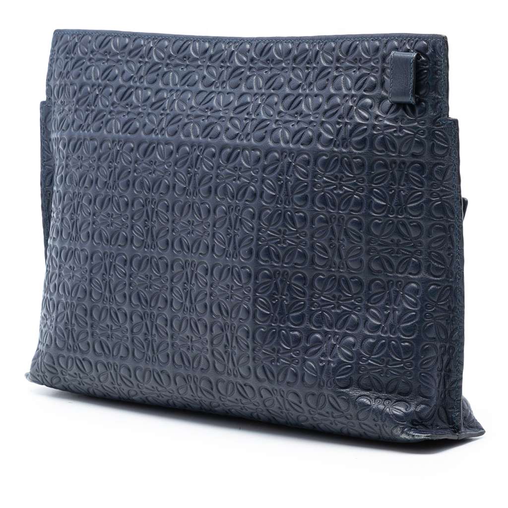 Loewe Embossed Anagram Leather Repeat T Clutch - 2