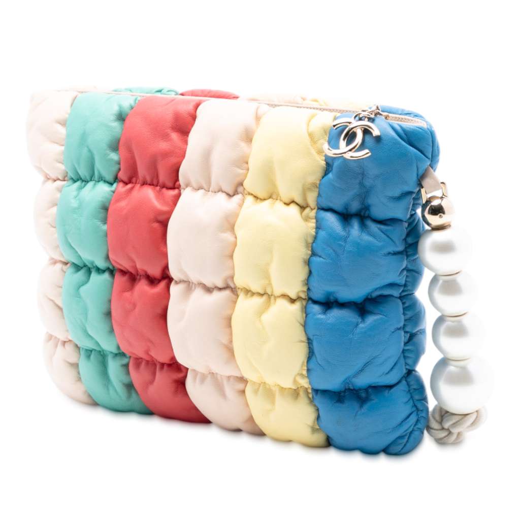 Chanel CC Multicolore Padded Lambskin Faux Pearl Clutch - 2