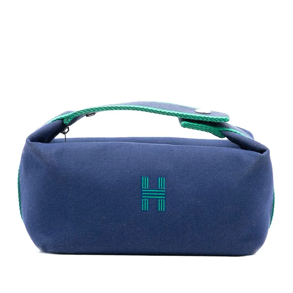 Hermès Small Toile Bride A Brac Case Blue Canvas Very good - Front View