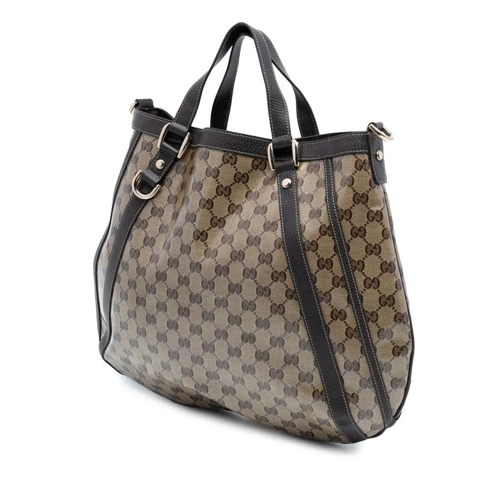 Gucci GG Crystal Abbey D Ring Convertible Tote Brown Canvas Very good - Back View