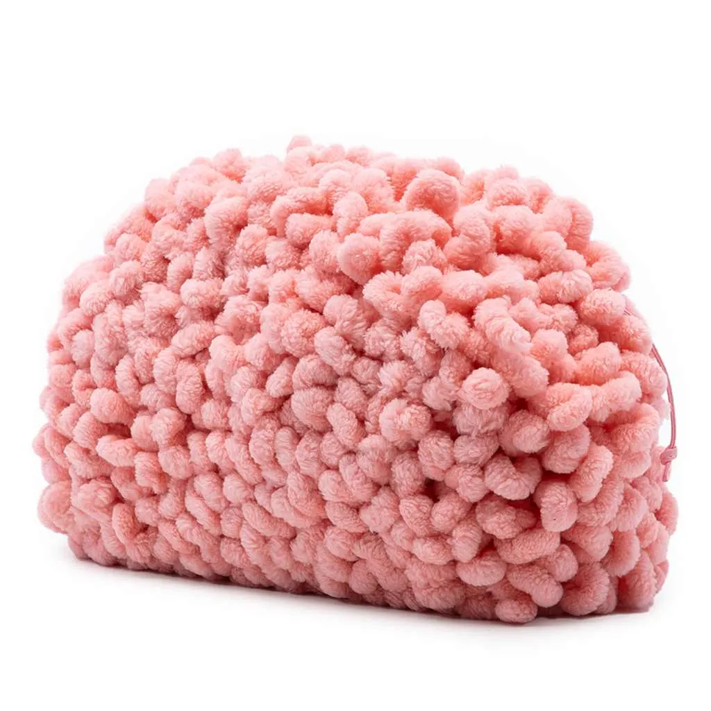 Bottega Veneta Teen Chenille The Pouch Crossbody Pink Polyester Very good - Back View