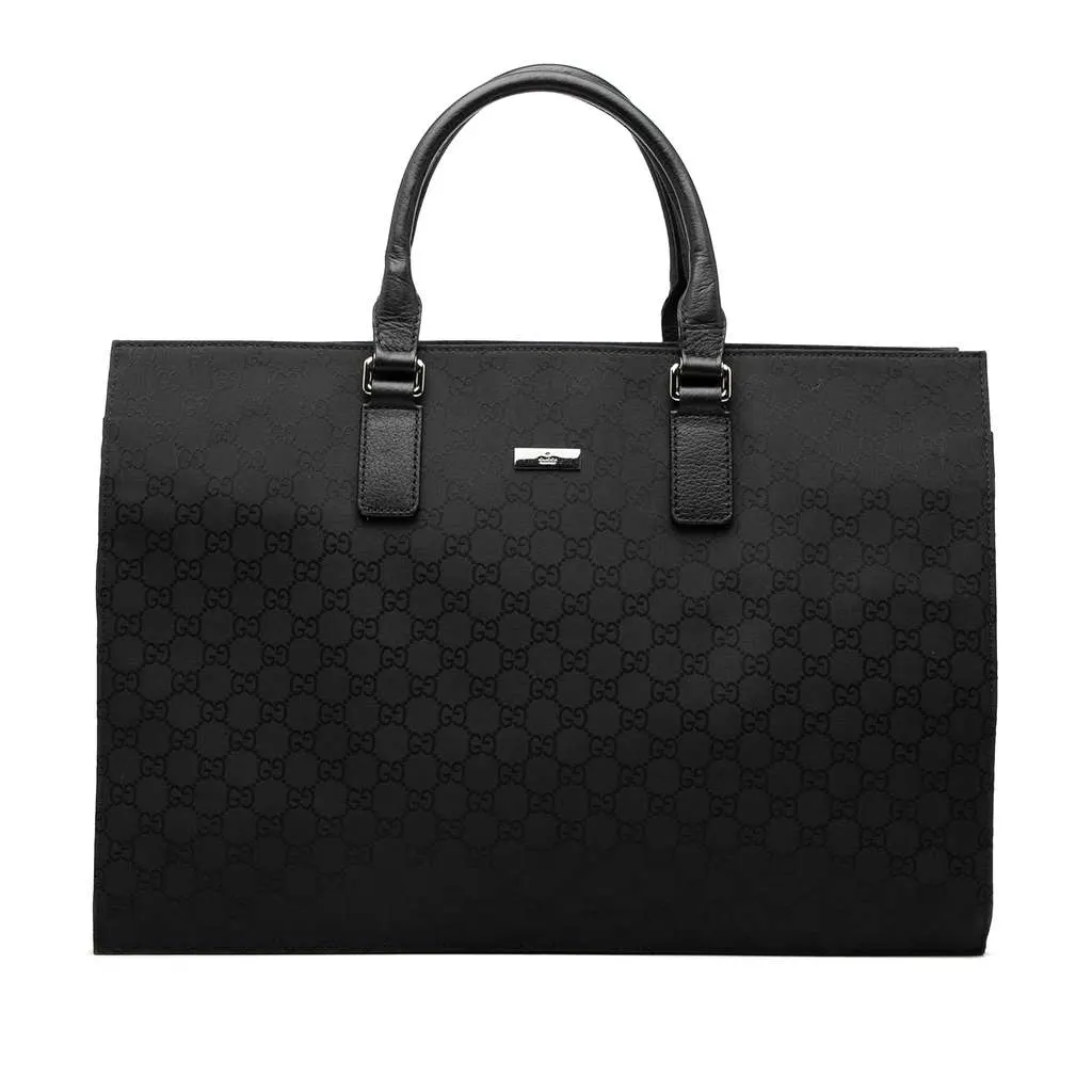 Gucci GG Nylon Executive Business Bag Black Good - Front View