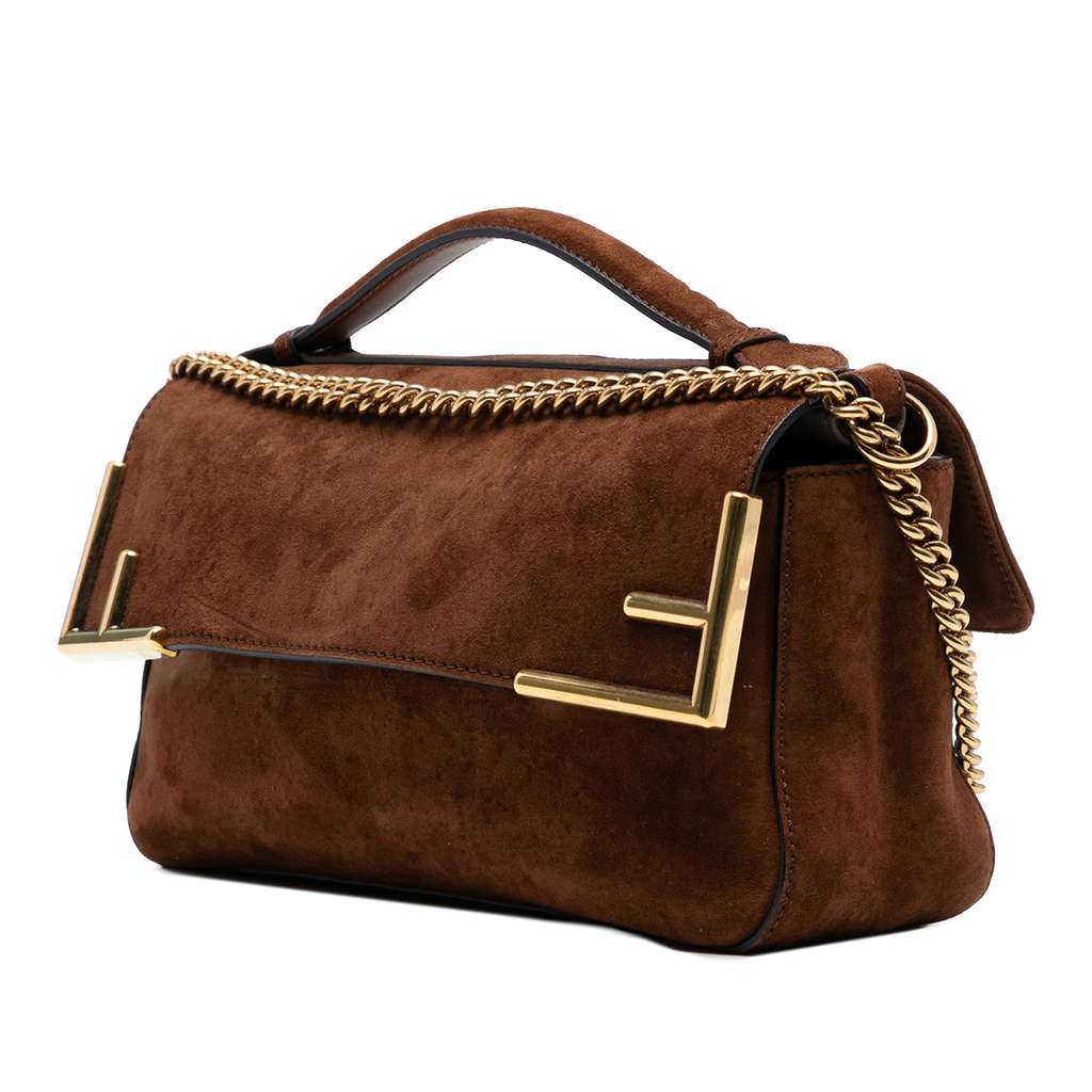 Fendi Printed Satin and Suede Double F Baguette Satchel - 2