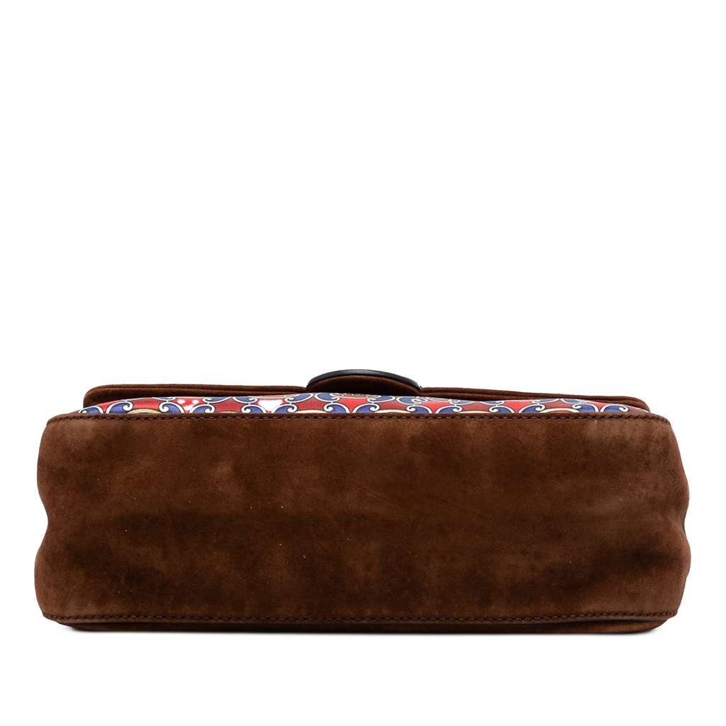 Fendi Printed Satin and Suede Double F Baguette Satchel - 3