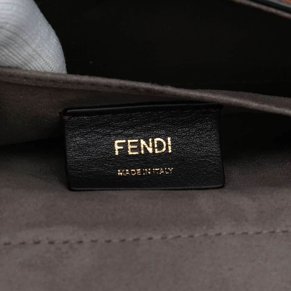 Fendi Printed Satin and Suede Double F Baguette Satchel - 5