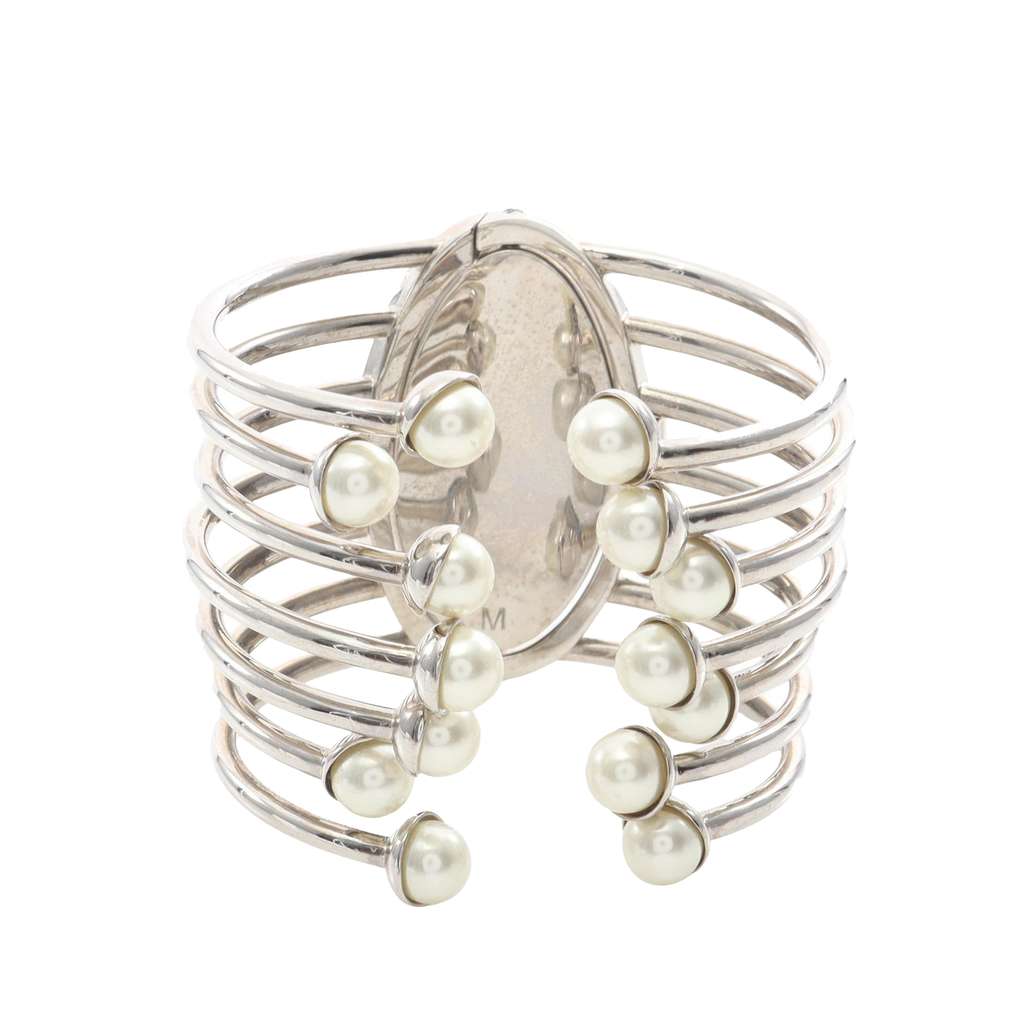 Dior Palladium Plated Faux Pearl Diorific Bangle Bracelet - 2
