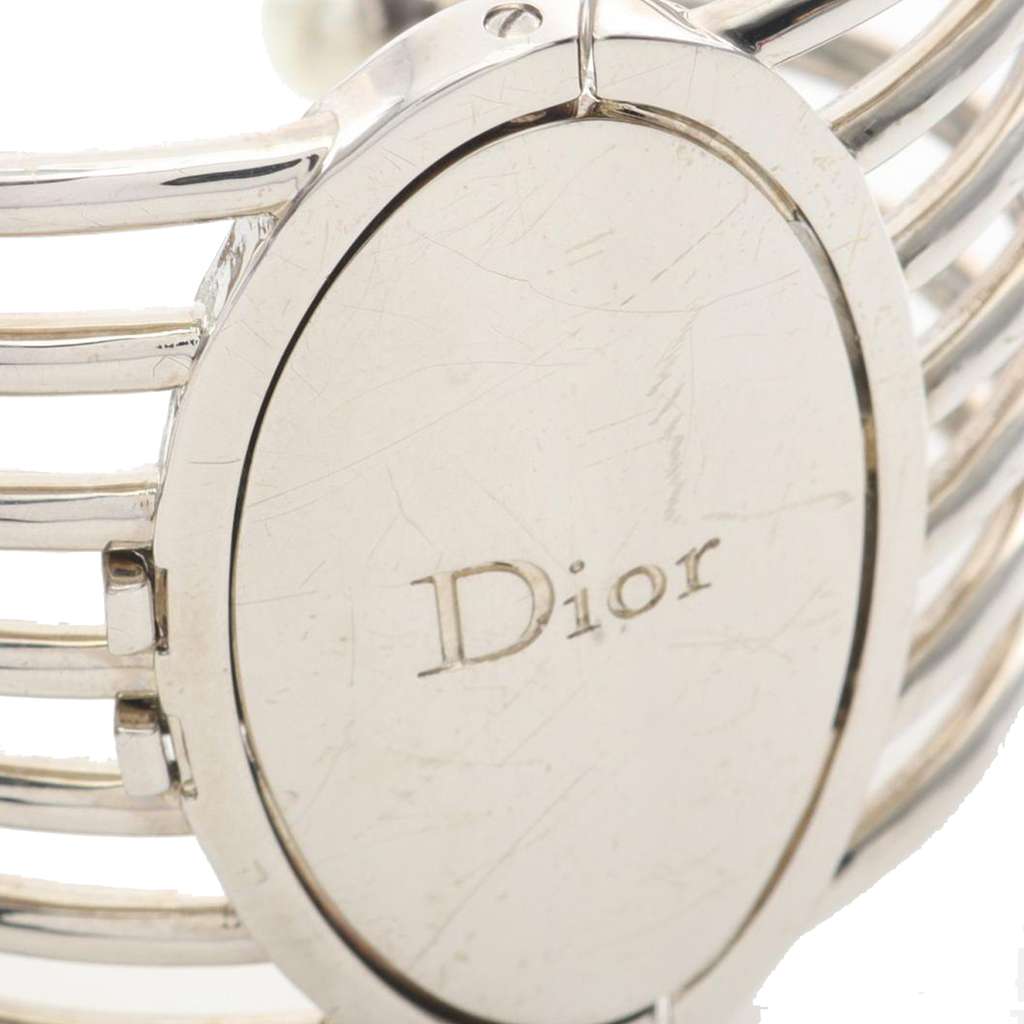 Dior Palladium Plated Faux Pearl Diorific Bangle Bracelet - 3