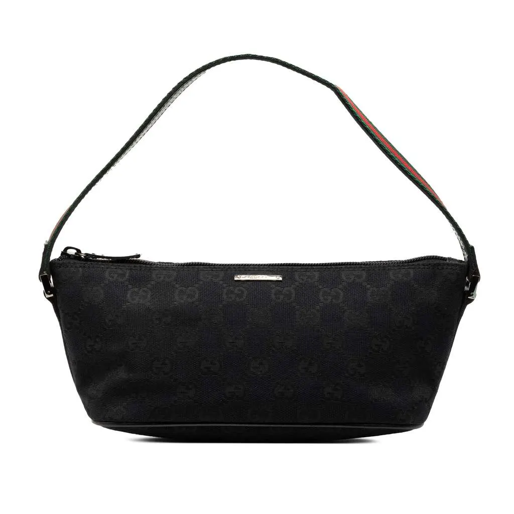 Gucci GG Canvas Web Boat Black Canvas Very good - Front View