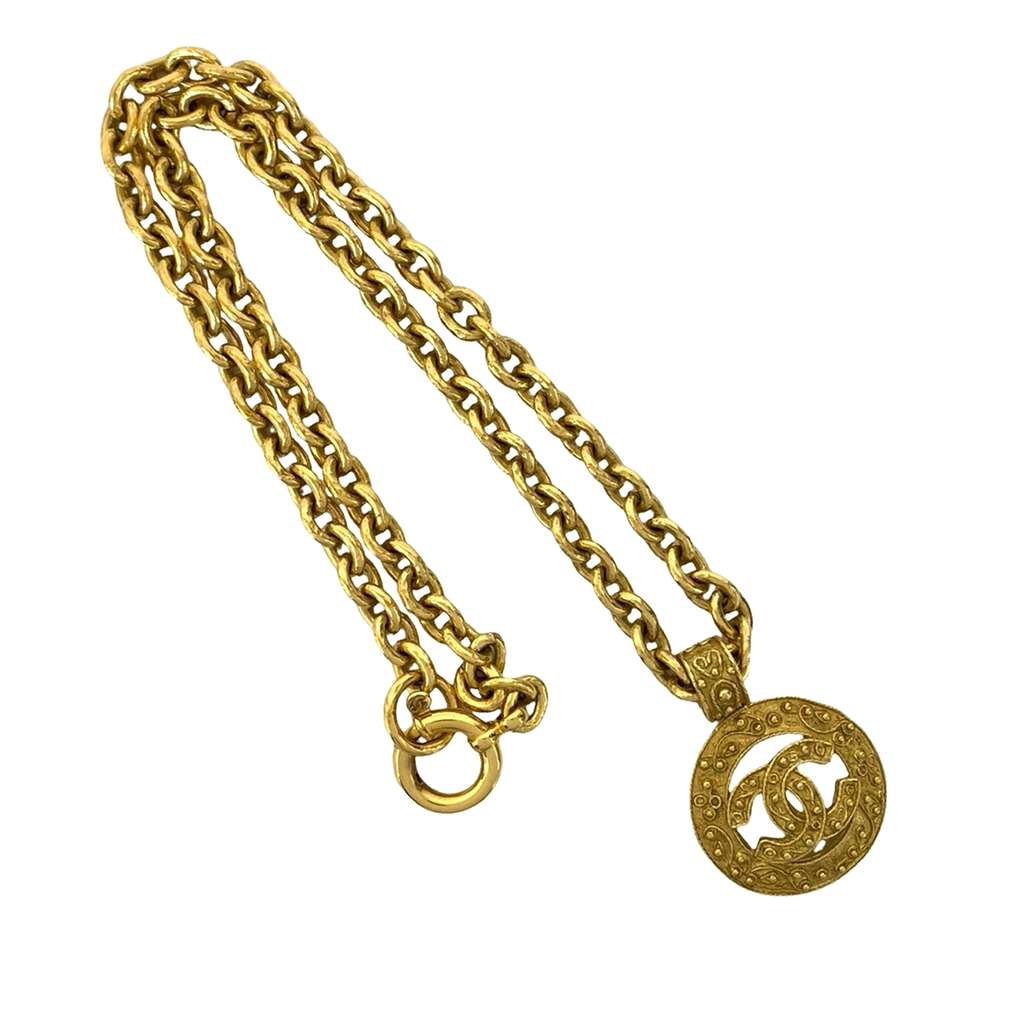 Chanel CC Gold Plated Medallion Chain Necklace