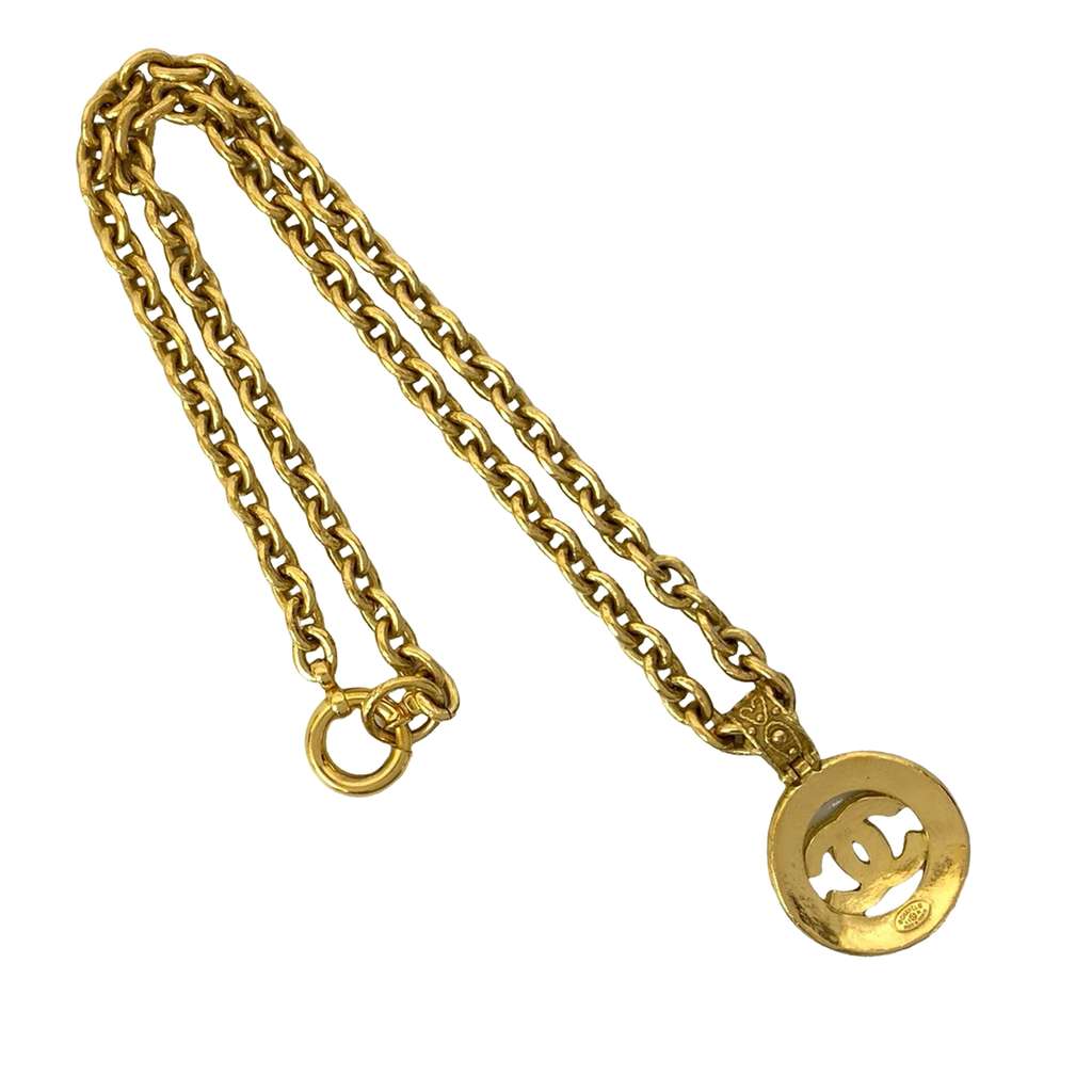 Chanel CC Gold Plated Medallion Chain Necklace - 2