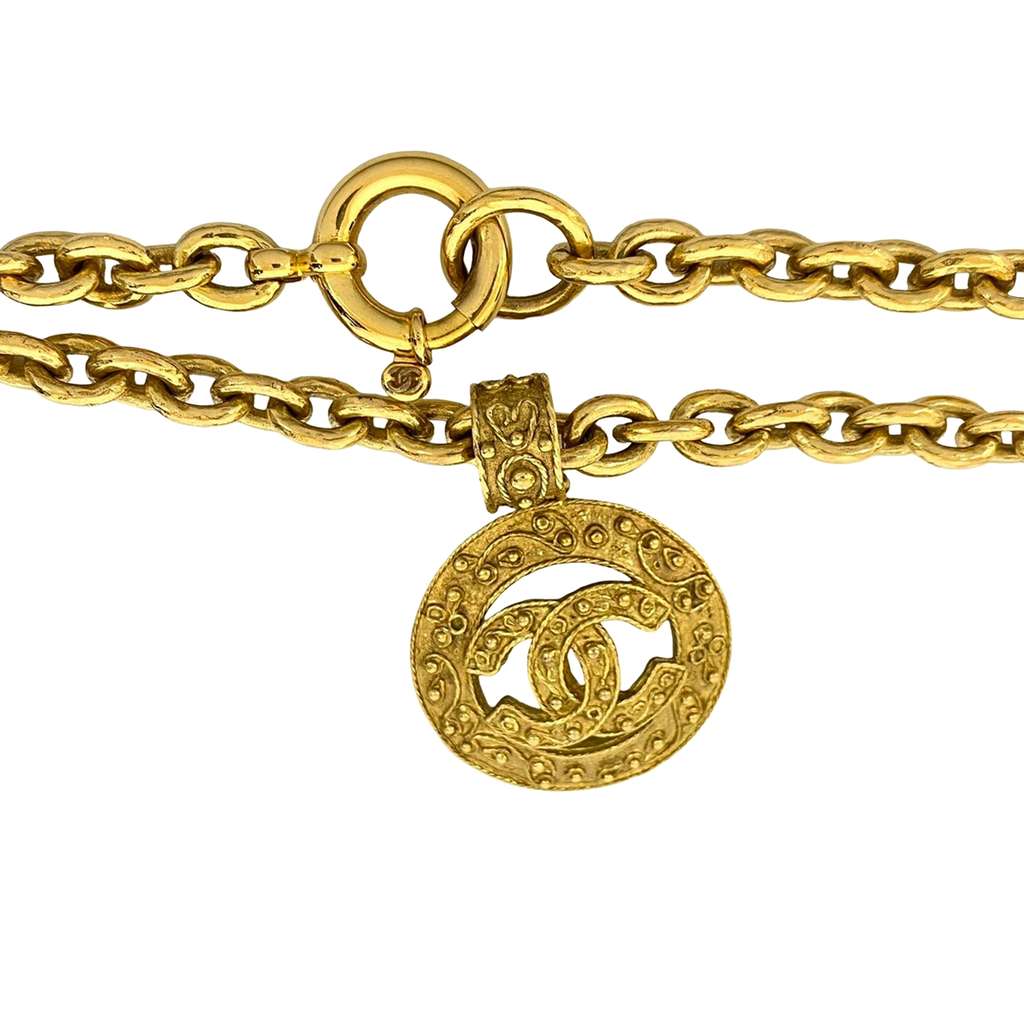 Chanel CC Gold Plated Medallion Chain Necklace - 3
