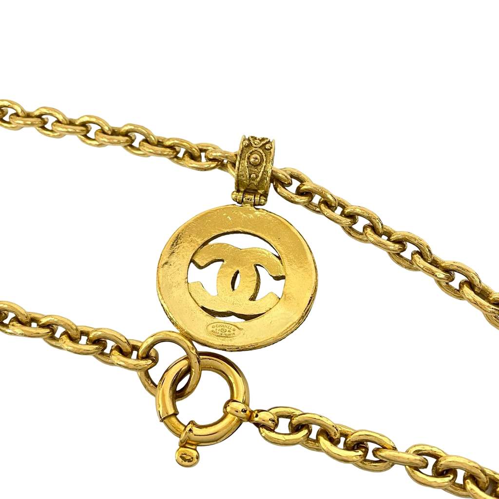 Chanel CC Gold Plated Medallion Chain Necklace - 4