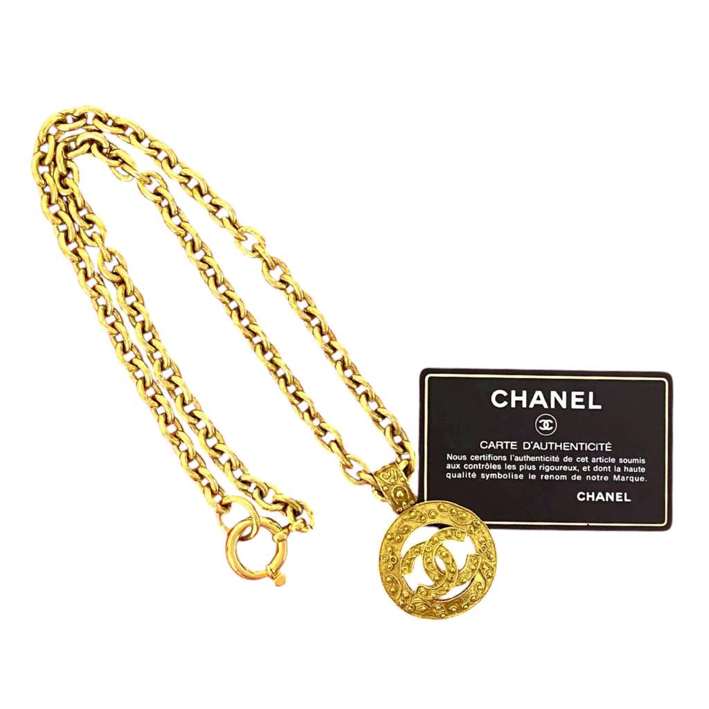 Chanel CC Gold Plated Medallion Chain Necklace - 5