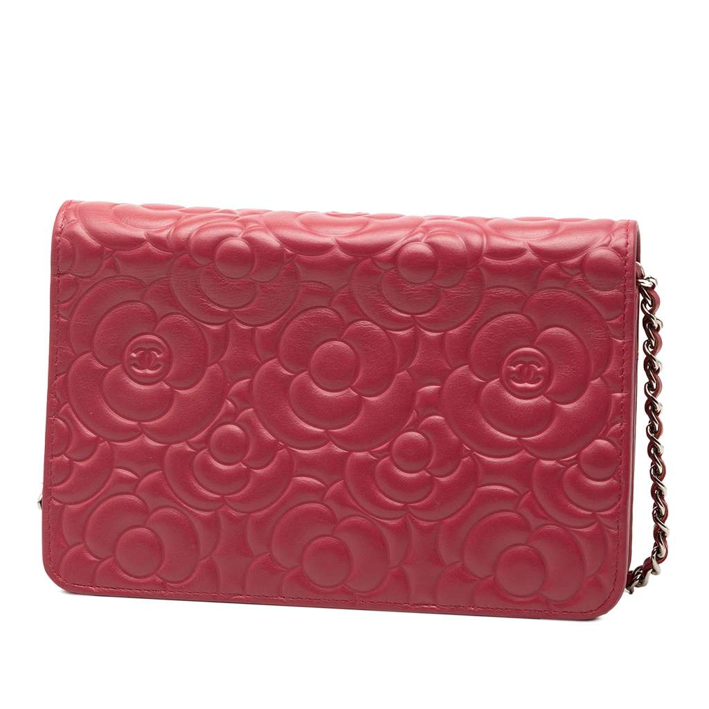 Chanel CC Embossed Lambskin Camellia Wallet On Chain - 2