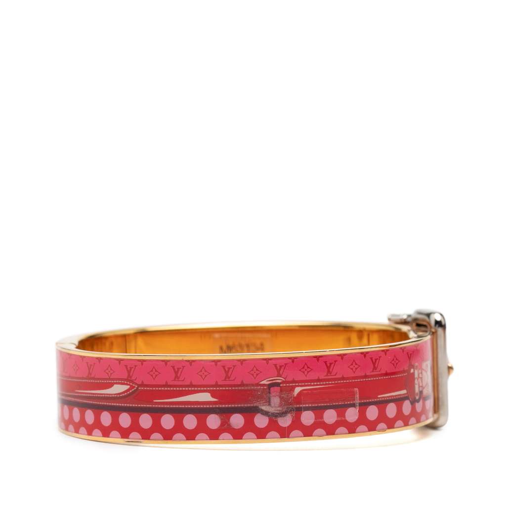 Louis Vuitton Gold Plated Enamel Nanogram Confidential Cuff Bracelet M - 3