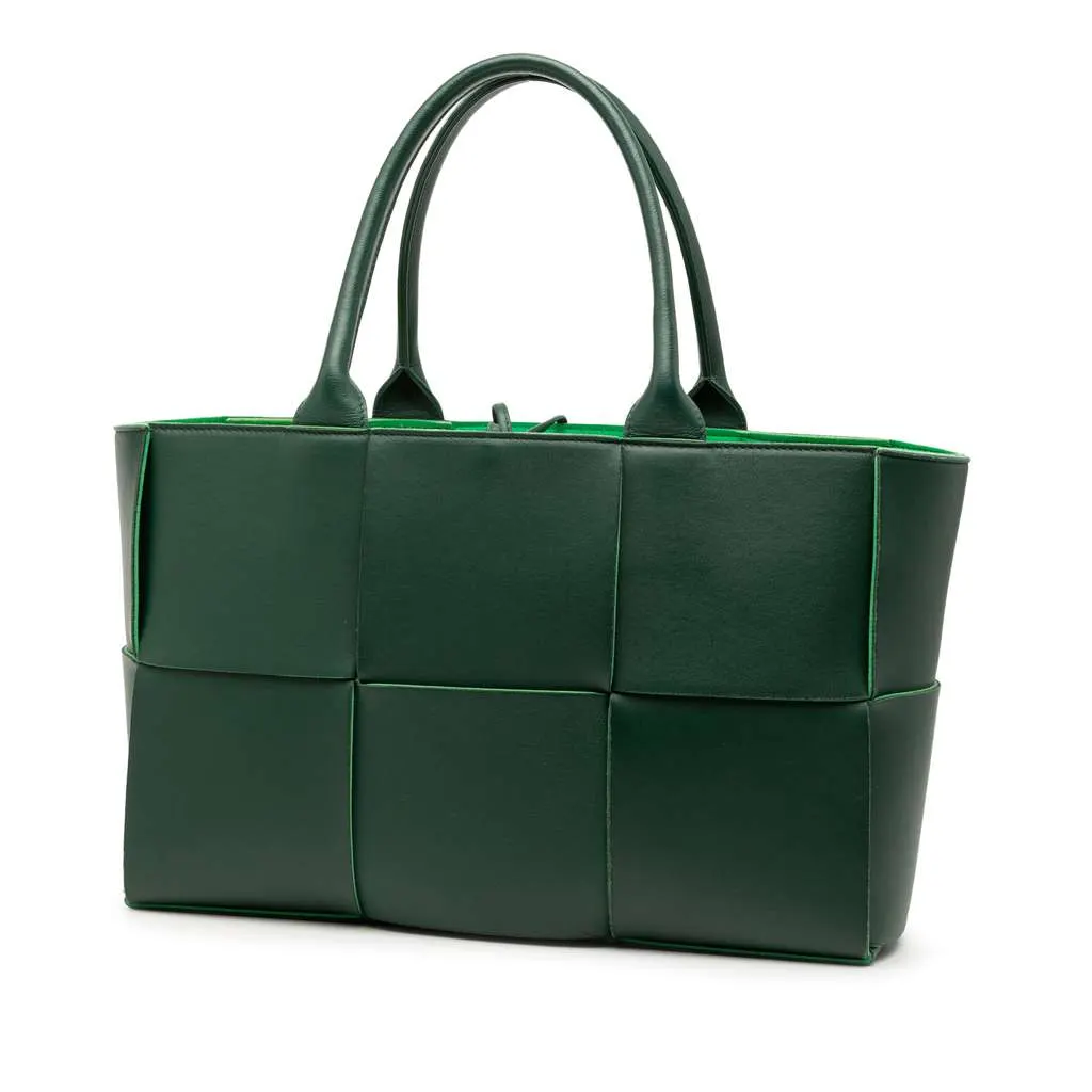 Bottega Veneta Small Nappa Maxi Intrecciato Arco Tote Green Leather Very good - Back View