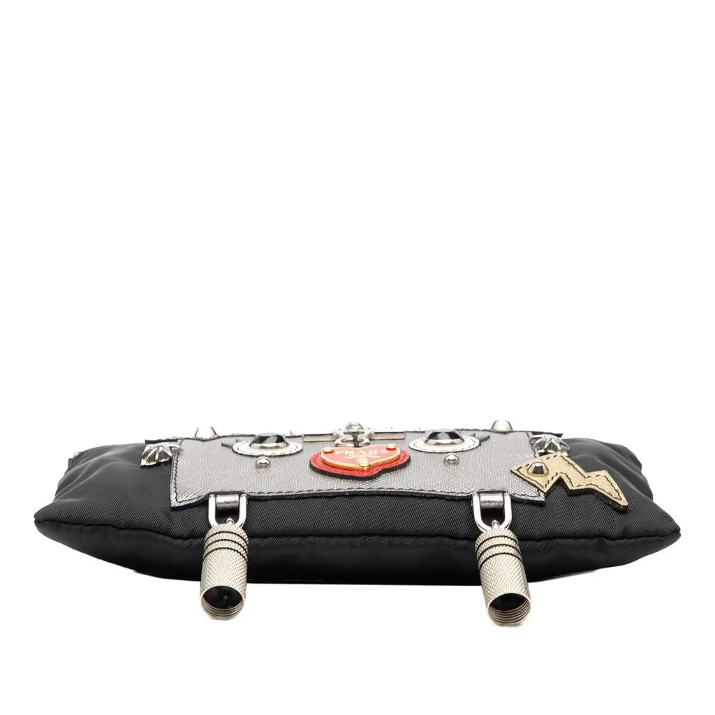 Prada Tessuto Saffiano Robot Chain Shoulder Bag Black Good - Inside View