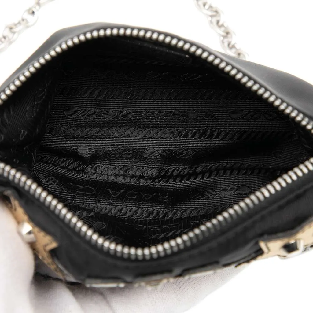 Prada Tessuto Saffiano Robot Chain Shoulder Bag Black Good - Model View