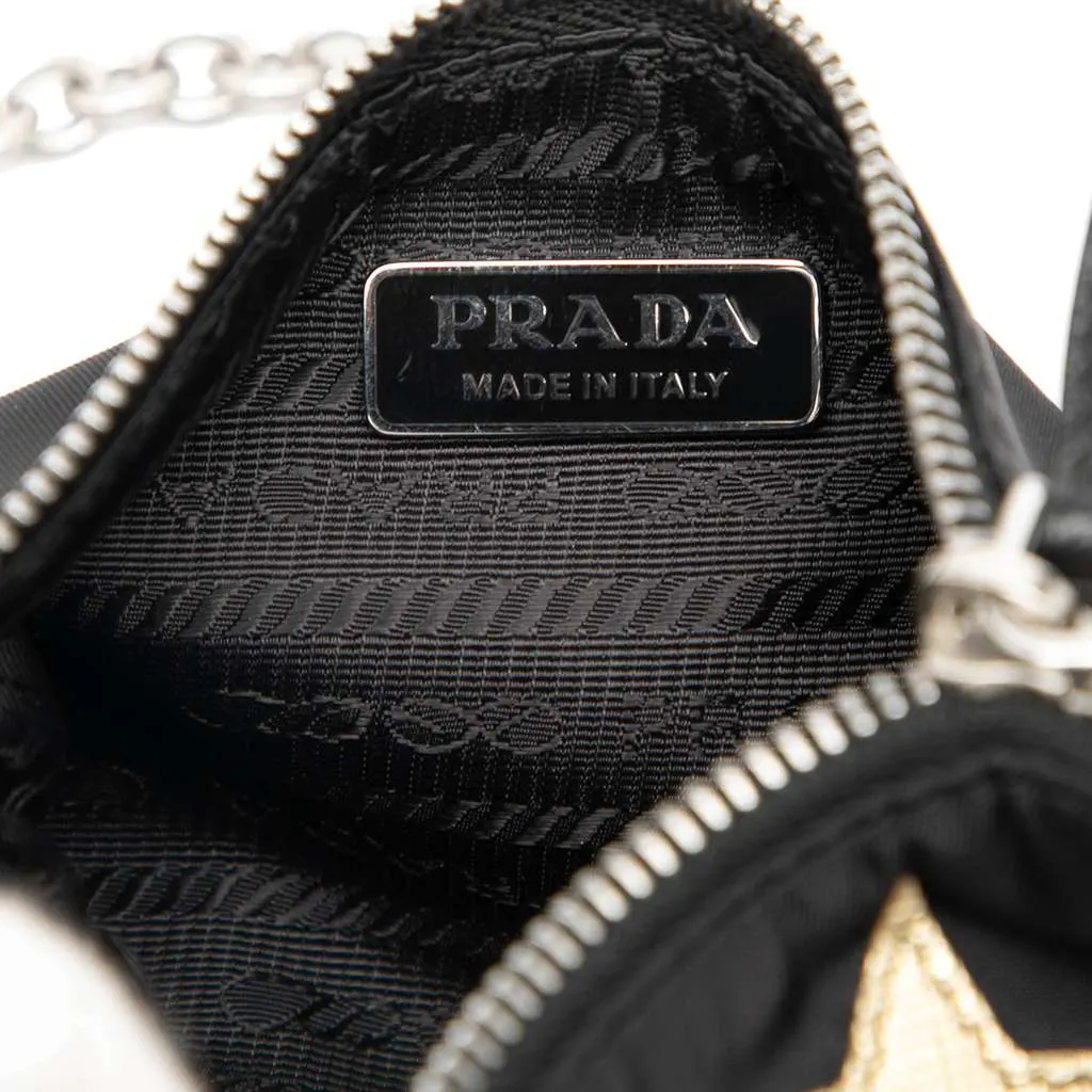 Prada Tessuto Saffiano Robot Chain Shoulder Bag Black Good - Box View